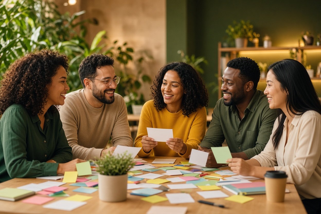 Equipe colaborando — pesquisa de clima organizacional